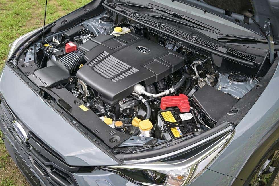 2024 Subaru Crosstrek engine bay showing the Subaru Boxer engine