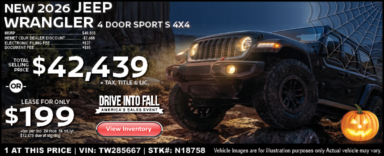 new 2026 jeep wrangler 4 door sport s 4x4