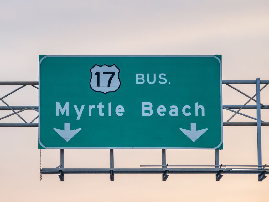 Highway 17 sign for Myrtle Beach