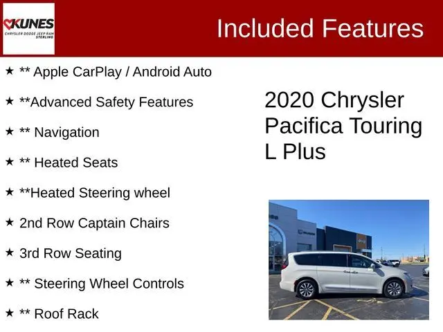 Used 2020 Chrysler Pacifica Touring L Plus with VIN 2C4RC1EG5LR158631 for sale in Sterling, IL