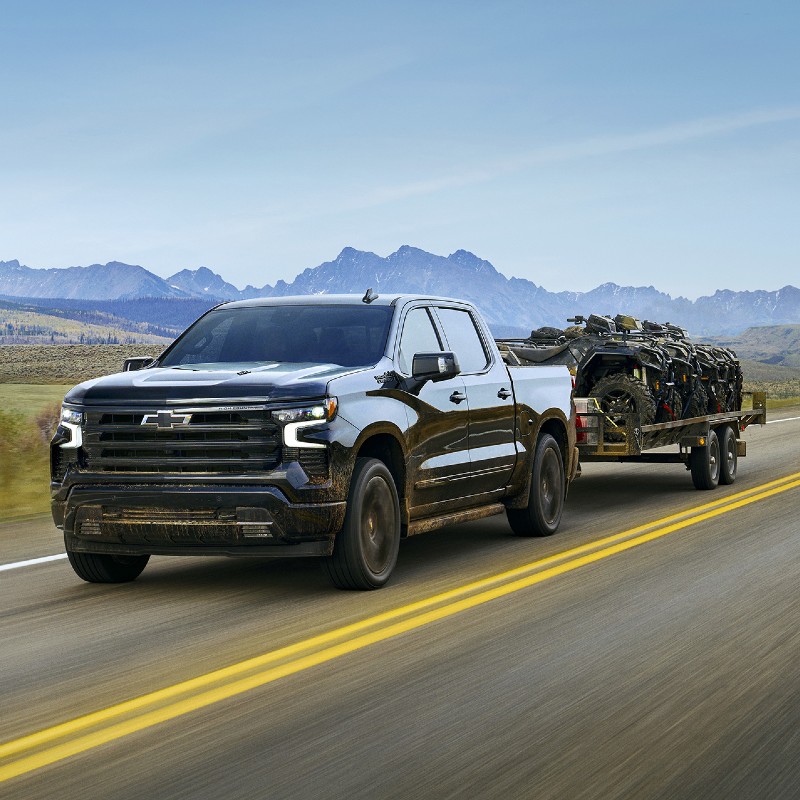 2025 Chevrolet Silverado Exterior Driver Side Front Angle while Towing