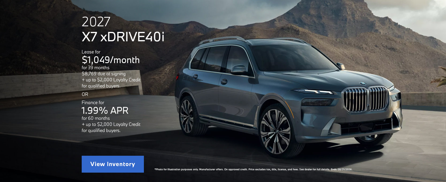 2027 BMW X7 xDRIVE40i Offer