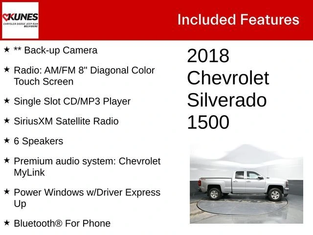 Used 2018 Chevrolet Silverado 1500 LT with VIN 1GCVKREH1JZ126691 for sale in Belvidere, IL