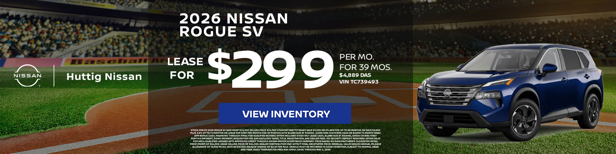 2026 Nissan Rogue SAVE $3,500 OR 0% apr for up to 60 months or Save $2,000 PLUS 3.9% up to 72 months or Lease for $299