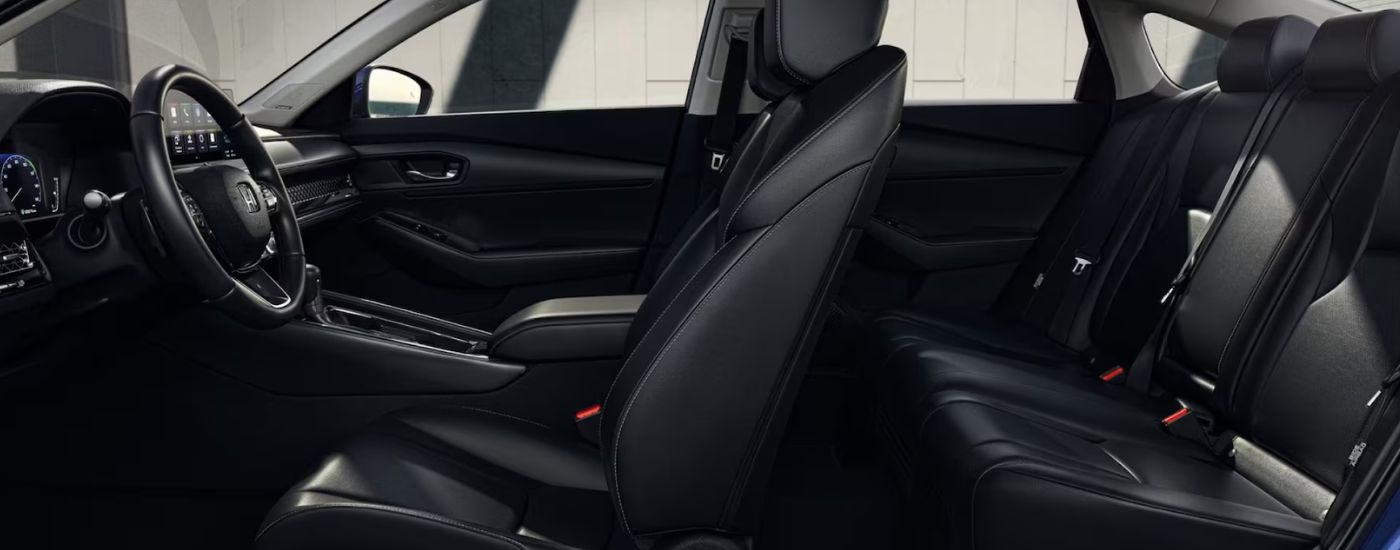 The black leather interior of a 2026 Honda Accord.