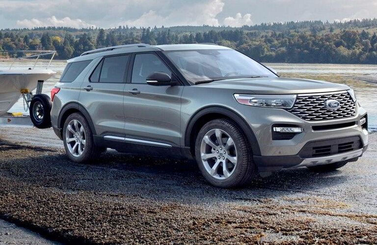 side view of a gray 2020 Ford Explorer