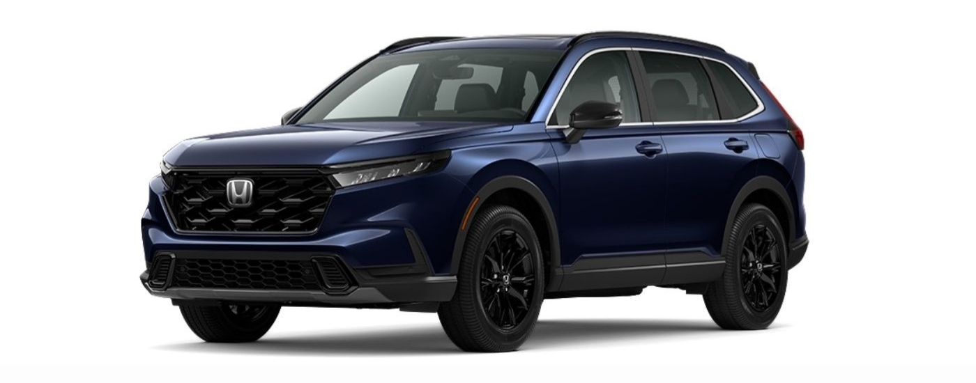 Blue 2025 Honda CR-V Hybrid Sport-L angled left
