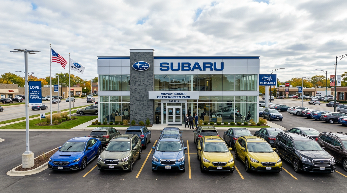 Customer trading in vehicle at a Subaru retailer in Evergreen Park, IL