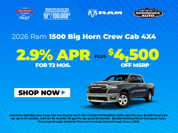 2026 Ram 1500 Big Horn Crew Cab 4x4 Save $4,500