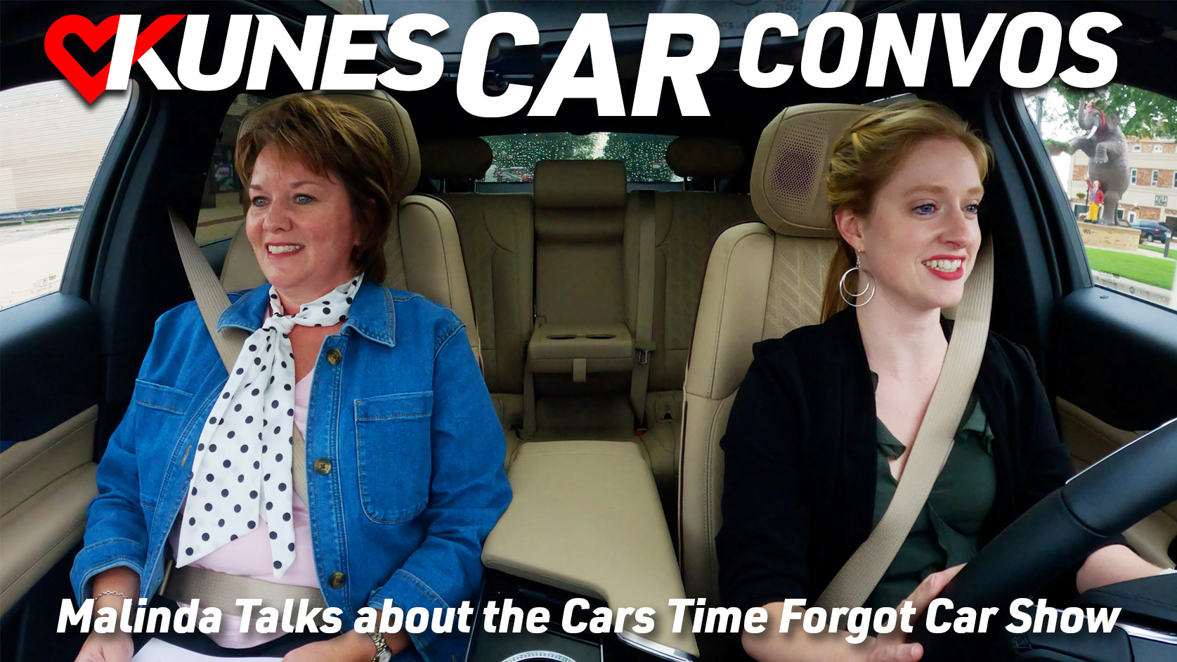 Pictured left to right: Malinda Obershaw, Executive Director of Delavan-Delavan Lake Area Chamber of Commerce and Beth Piccolo, Digital Marketing Director at Delavan Holdings riding inside of a 2024 Cadillac LYRIQ
Graphics read: Kunes Car Convos; Malinda talks about the cars time forgot car show