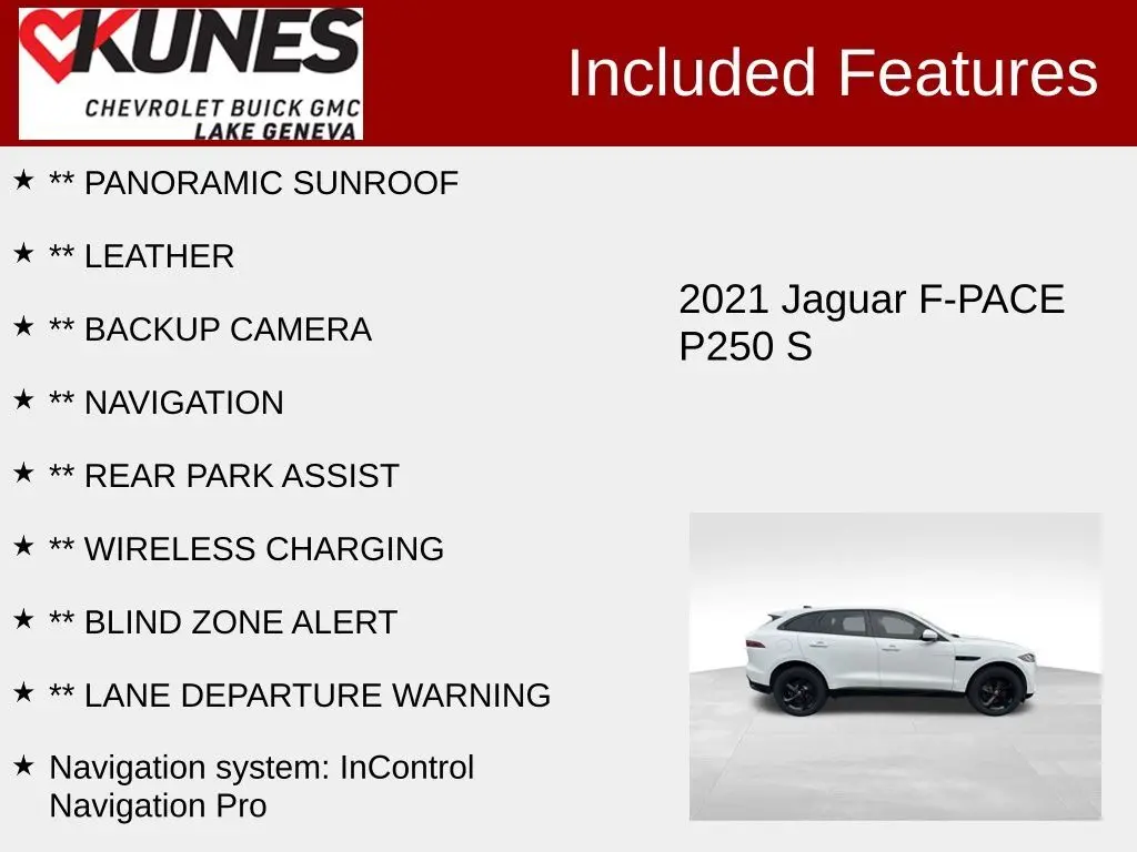 Used 2021 Jaguar F-Pace S with VIN SADCJ2EX9MA676107 for sale in Lake Geneva, WI