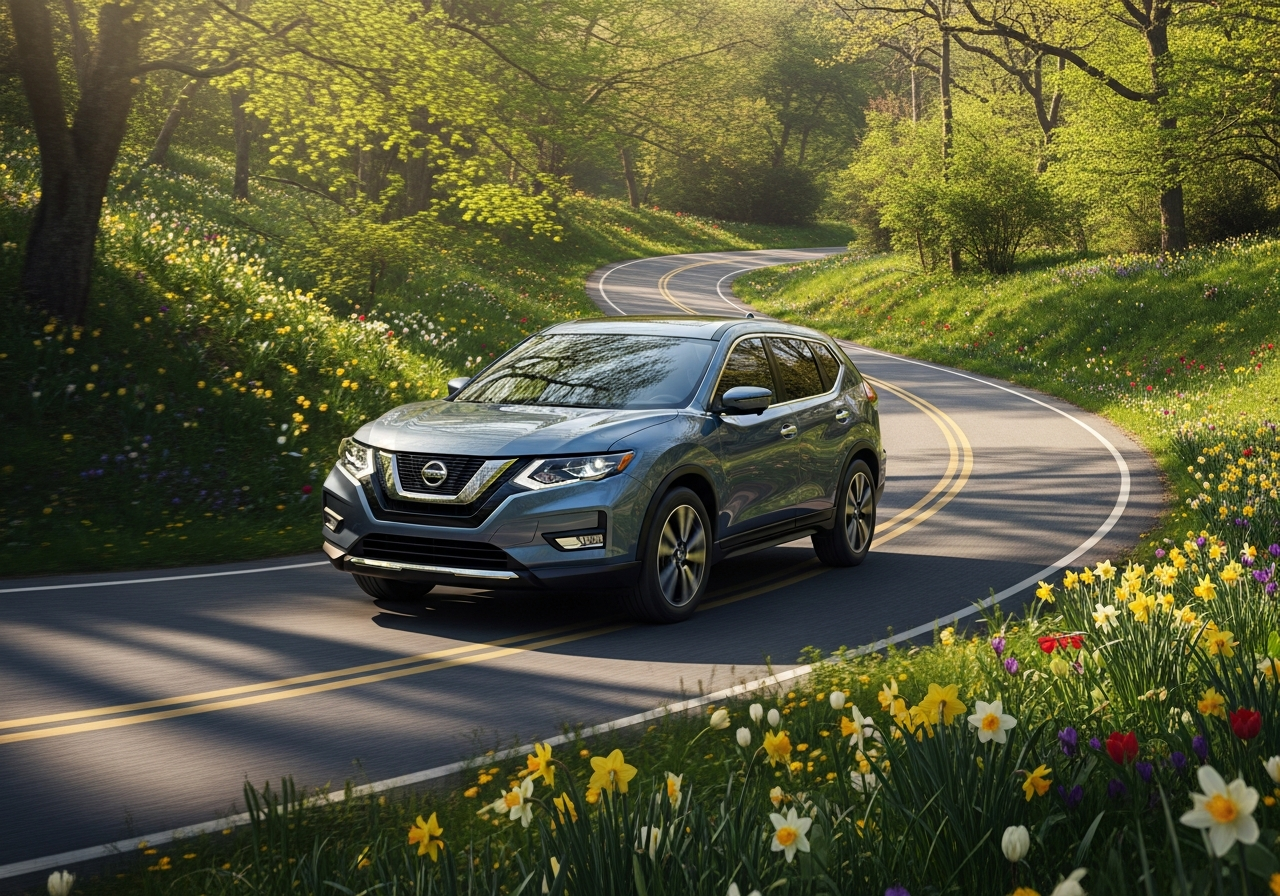 Nissan Pathfinder three-row SUV near mountains