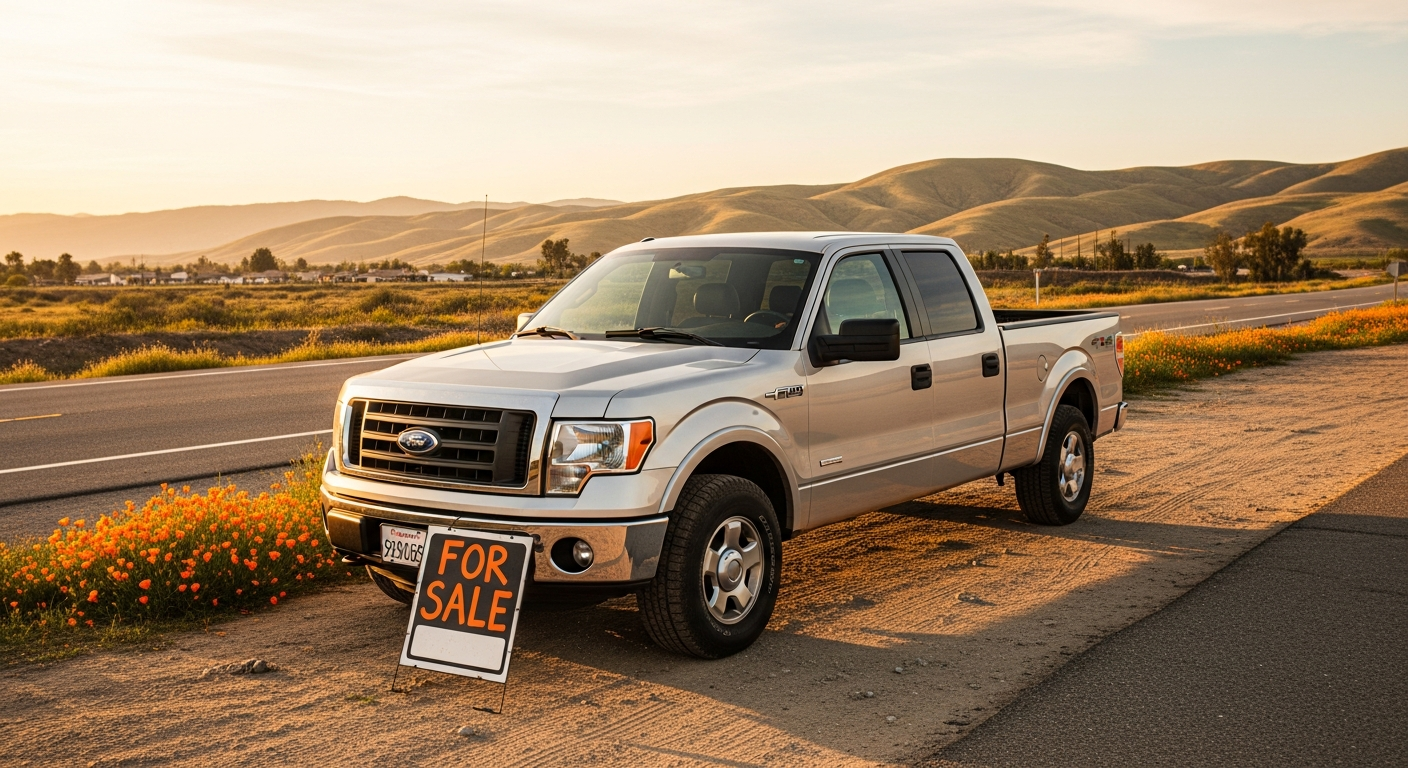 Ford F-150 style pickup truck on dealership lot