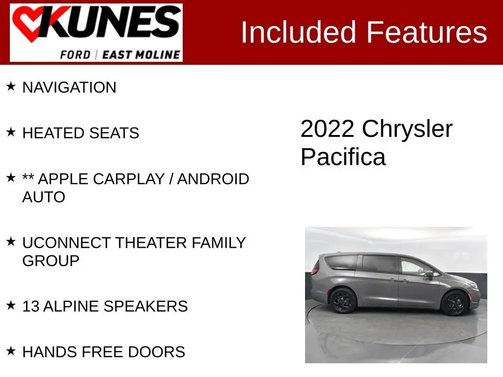 Used 2022 Chrysler Pacifica Hybrid Touring L with VIN 2C4RC1L70NR180056 for sale in East Moline, IL