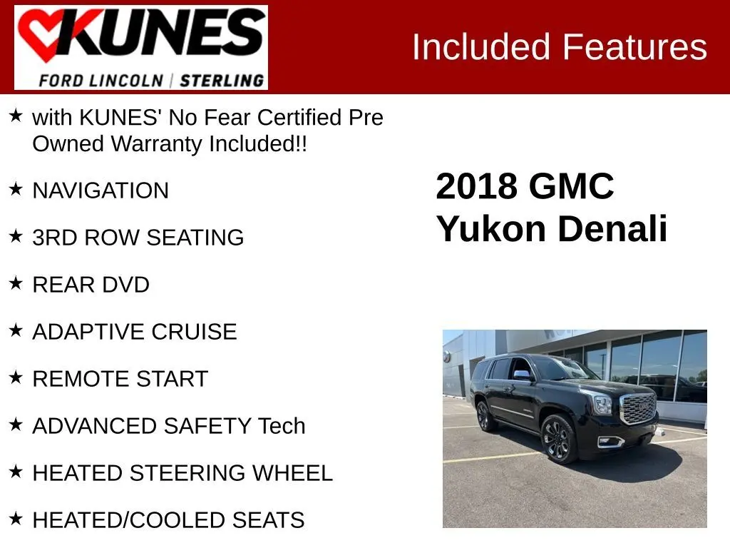 Used 2018 GMC Yukon Denali with VIN 1GKS2CKJ4JR390984 for sale in Sterling, IL
