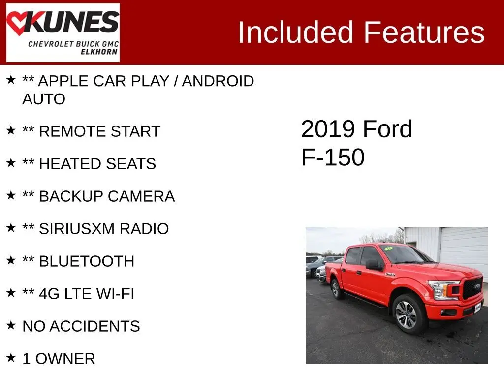Used 2019 Ford F-150 XL with VIN 1FTEW1E58KFB25861 for sale in Elkhorn, WI