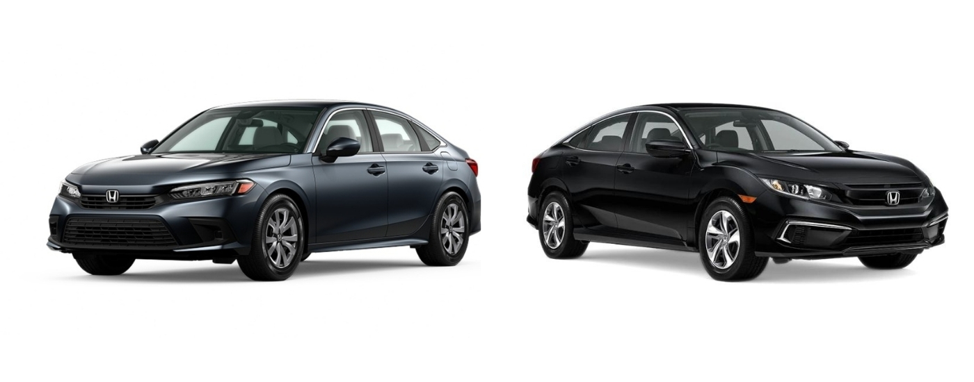 Grey 2022 Honda Civic LX vs black 2021 Honda Civic LX