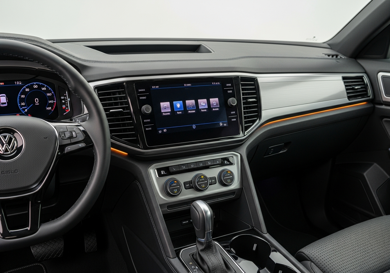 Volkswagen Atlas front three-quarter view parked outdoors