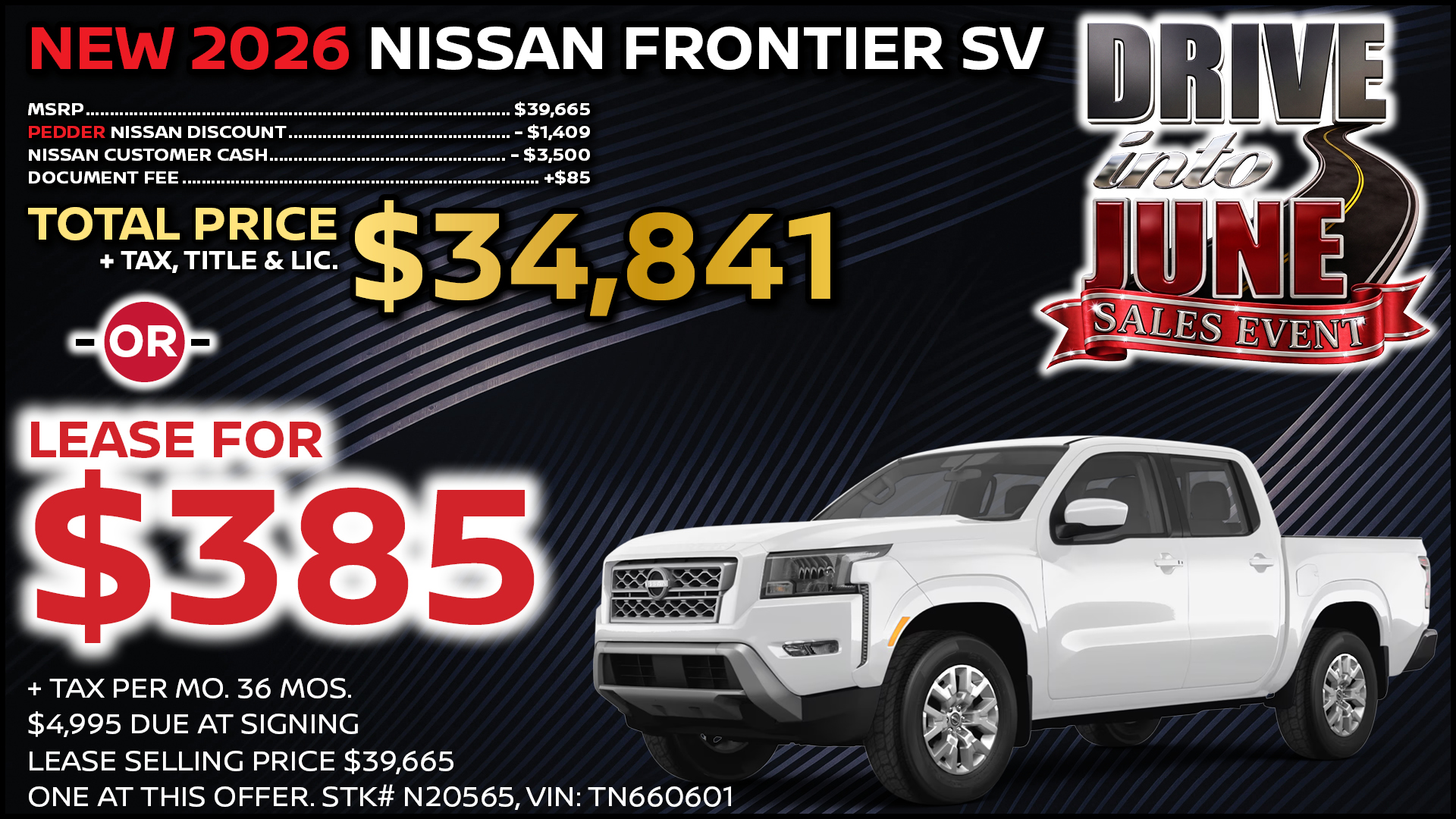 2026 Nissan Frontier SV Crew Cab Lease Special