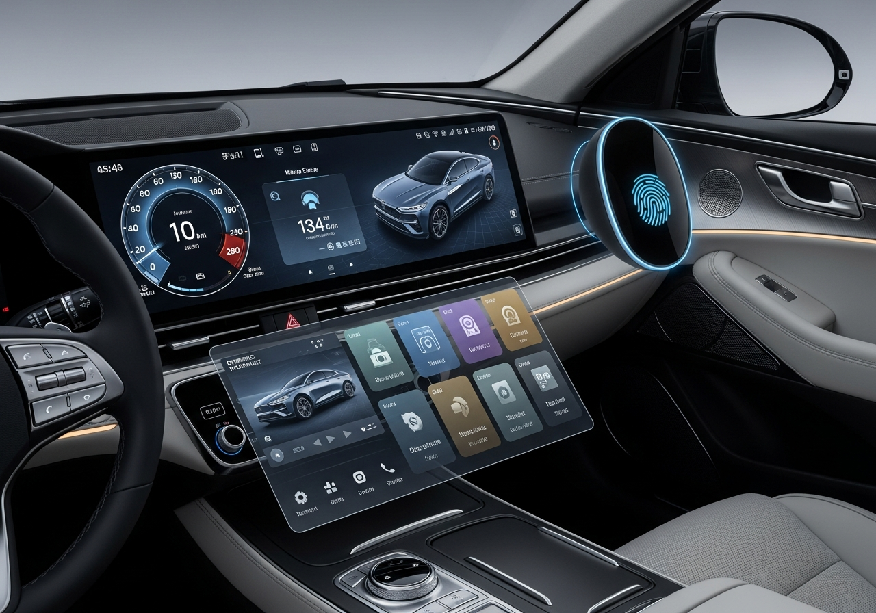 Genesis GV60 interior materials and seating with panoramic roof