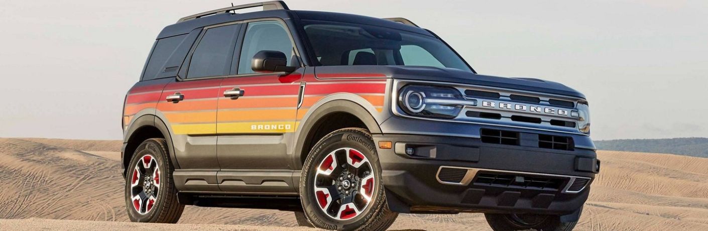 Black 2024 Ford Bronco Sport Free Wheeling Edition with Red, Orange and Yellow Side Graphics