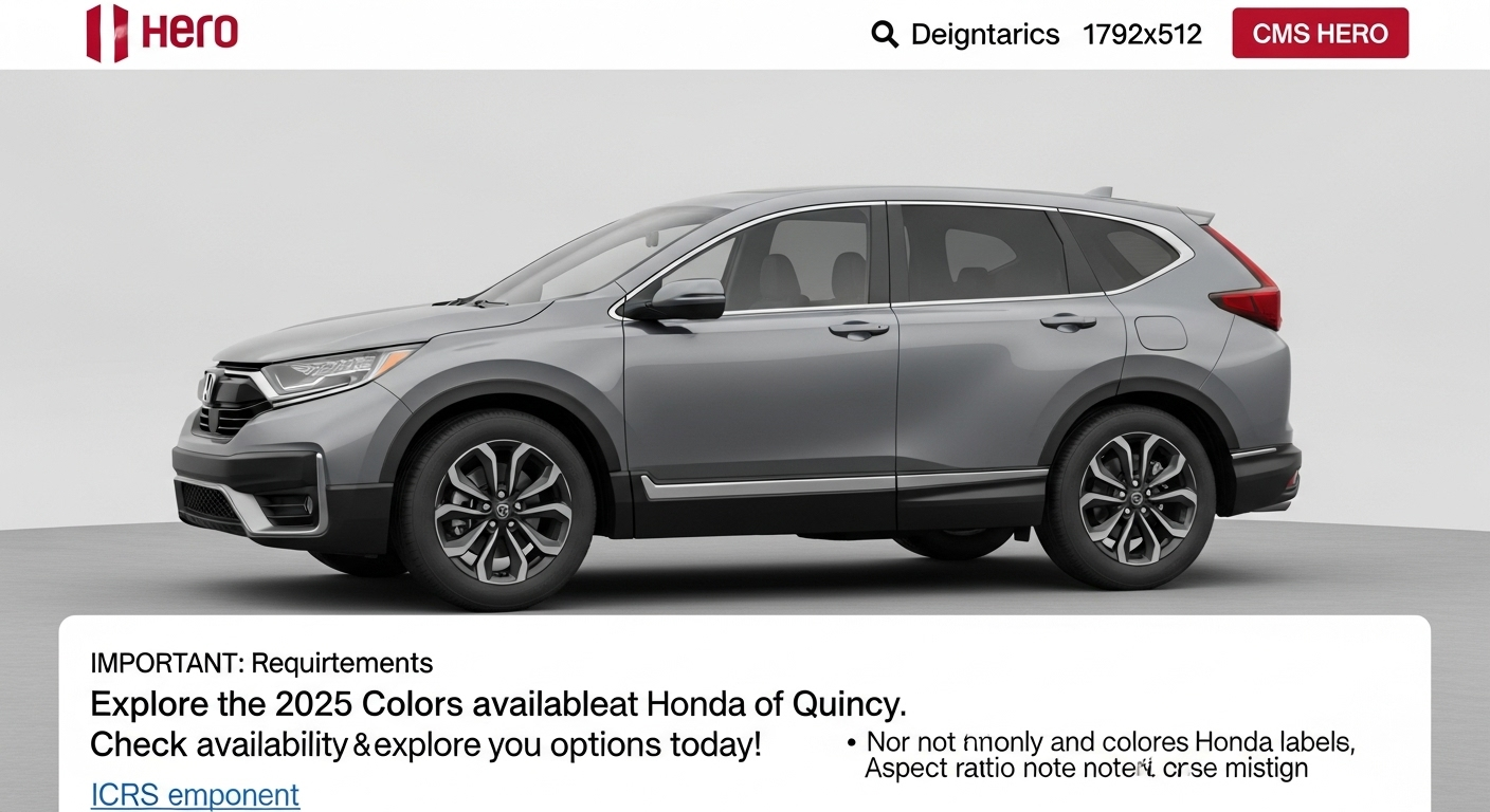 Explore the 2025 Honda CR-V colors available at Kunes Honda of Quincy. Check availability and explore your options today!