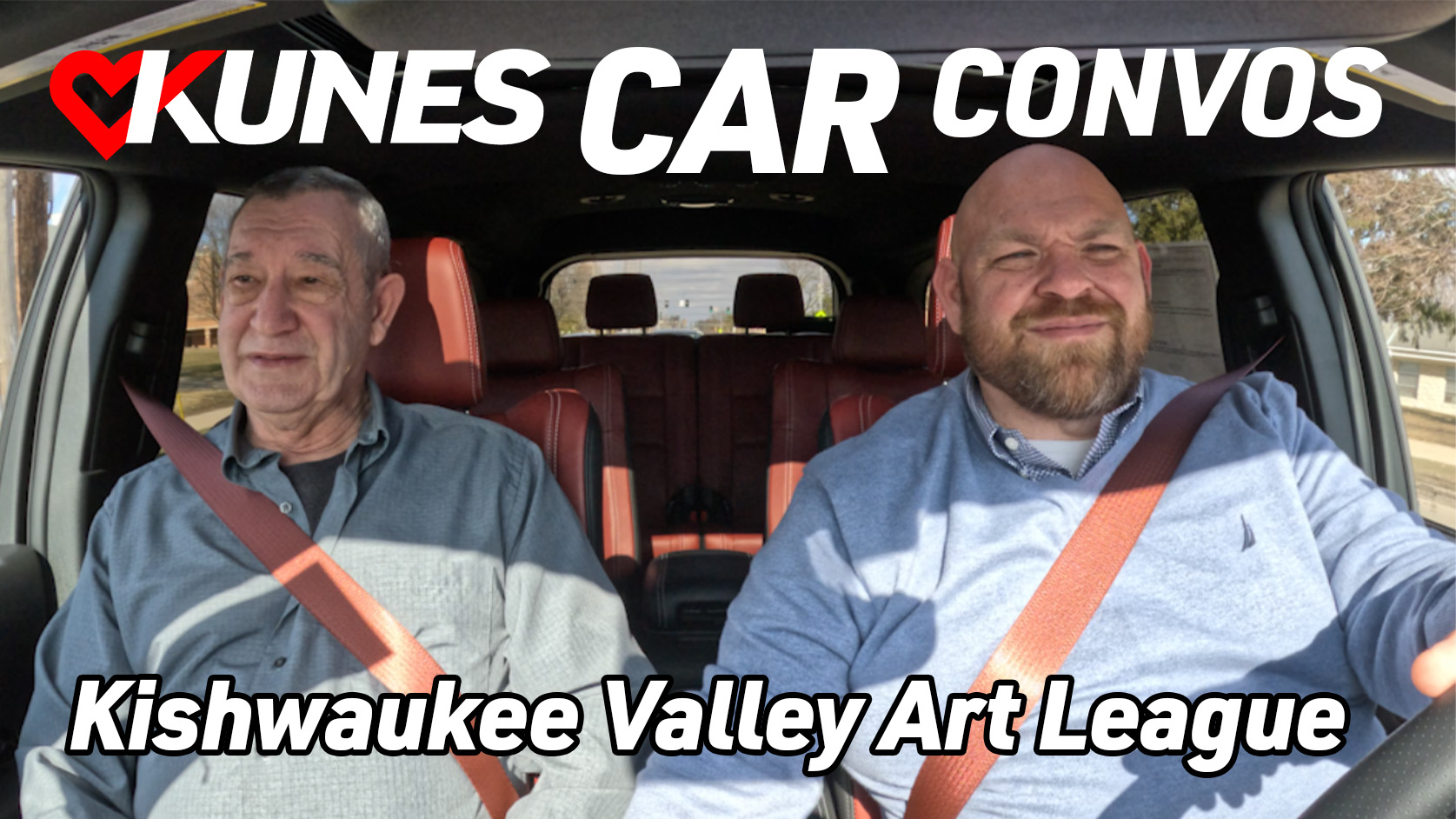 Text reads: Kunes Car Convos; Kishwaukee Valley Art League
Pictured from left to right: Alec Rossiter, member of Kishwaukee Valley Art League, and Ron Hutter, Kunes Auto Group's Sycamore Region General Manager