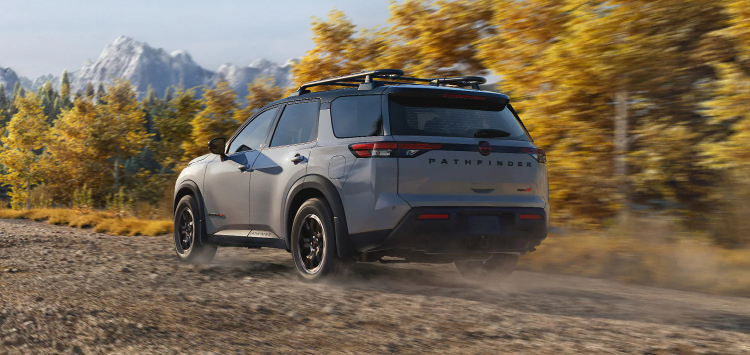 Nissan Pathfinder on a gravel road