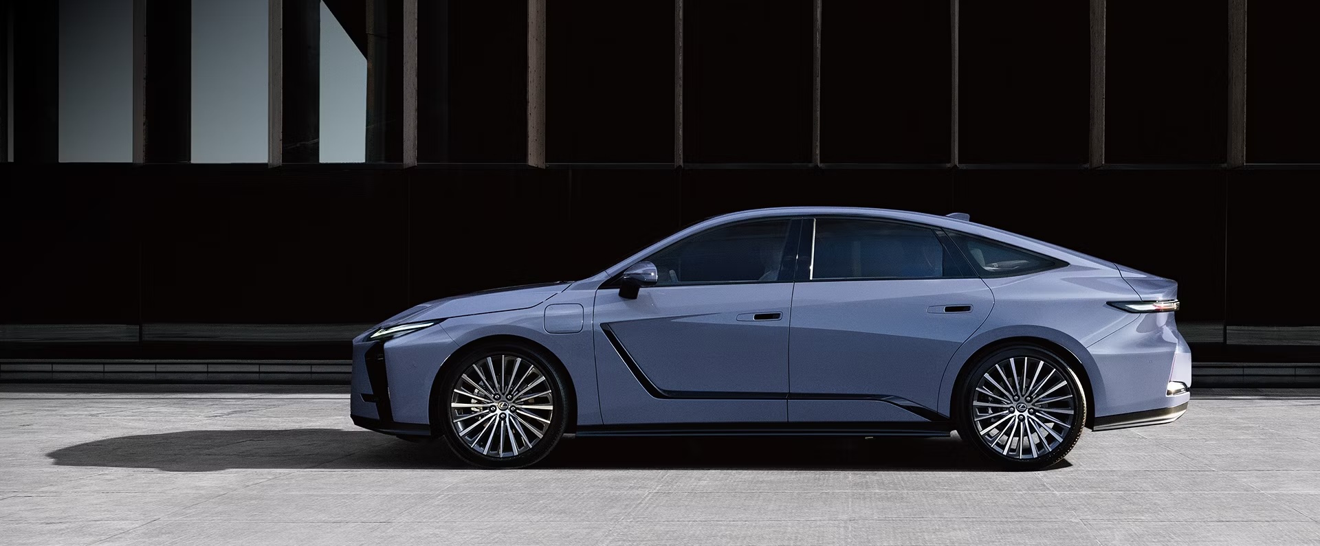 Image of a blue 2026 Lexus ES from the side