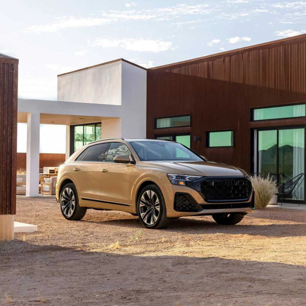 Audi Q8 parked, showcasing its sleek design and modern features.