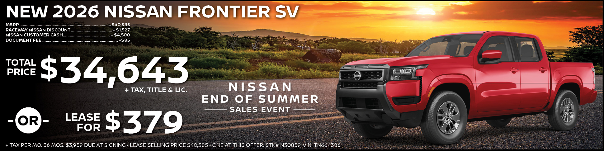 2026 Nissan Frontier Lease Offer