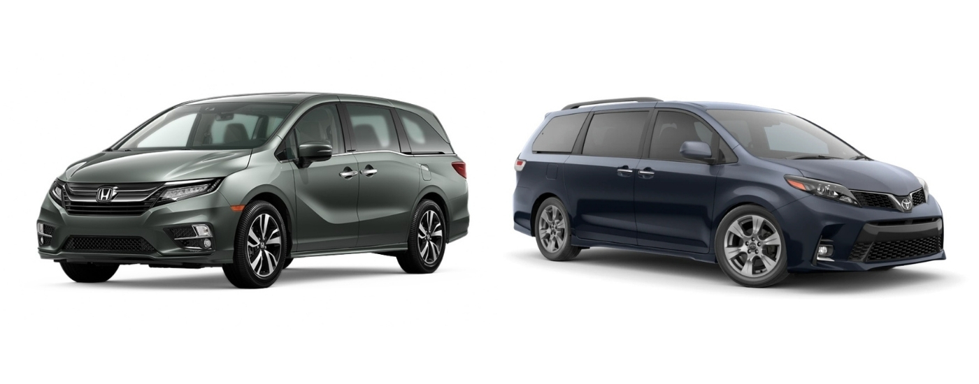 Green 2020 Honda Odyssey Elite vs blue 2020 Toyota Sienna