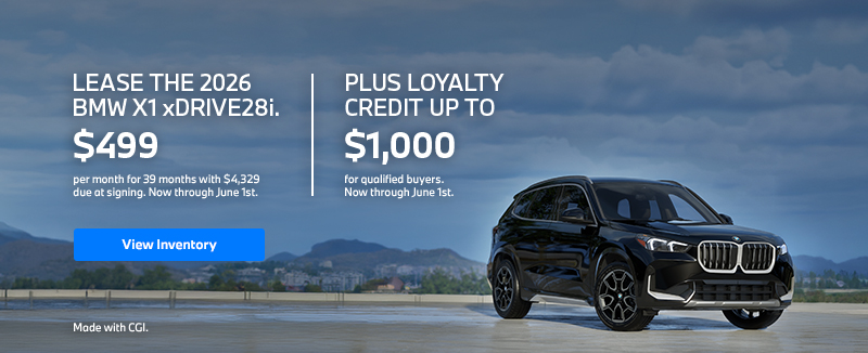 2026 X1 lease starting at $499 per month for 39 months