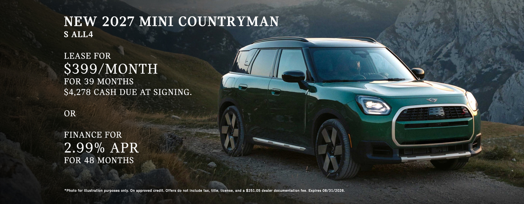 NEW 2027 MINI COUNTRYMAN S ALL4 Lease and Finance offer.