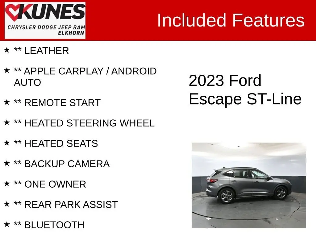 Used 2023 Ford Escape ST-Line with VIN 1FMCU0MNXPUA79828 for sale in Elkhorn, WI