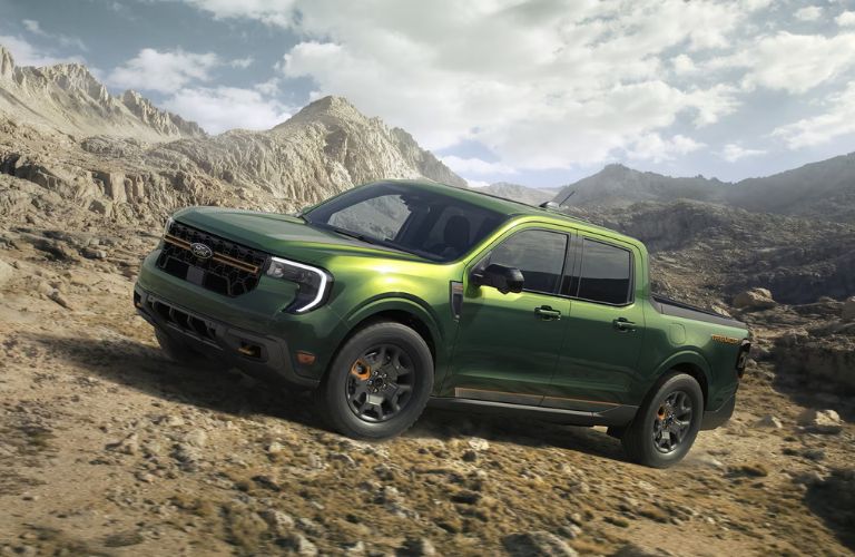 Green 2025 Ford Maverick Tremor on a Mountain 