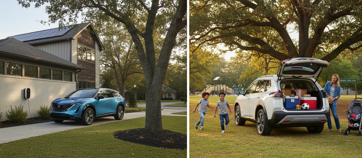 Nissan Ariya and Rogue comparison for suburban driving in Roswell, GA