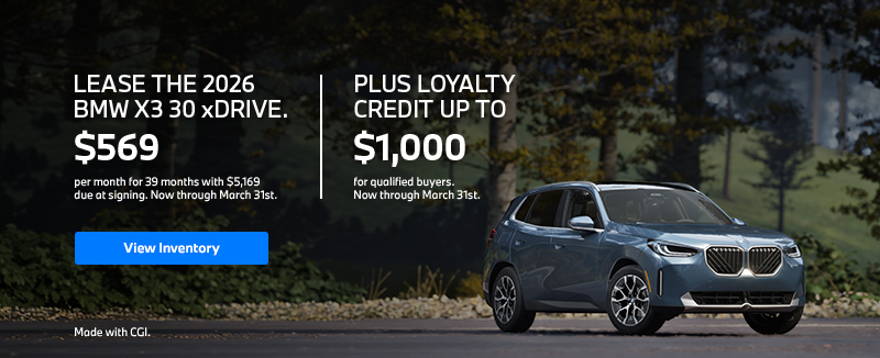 2026 X3 lease starting at $569 per month for 39 months