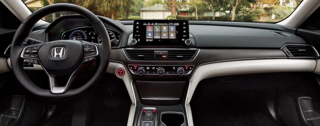 Dashboard and infotainment screen in a 2021 Honda Accord Hybrid Touring