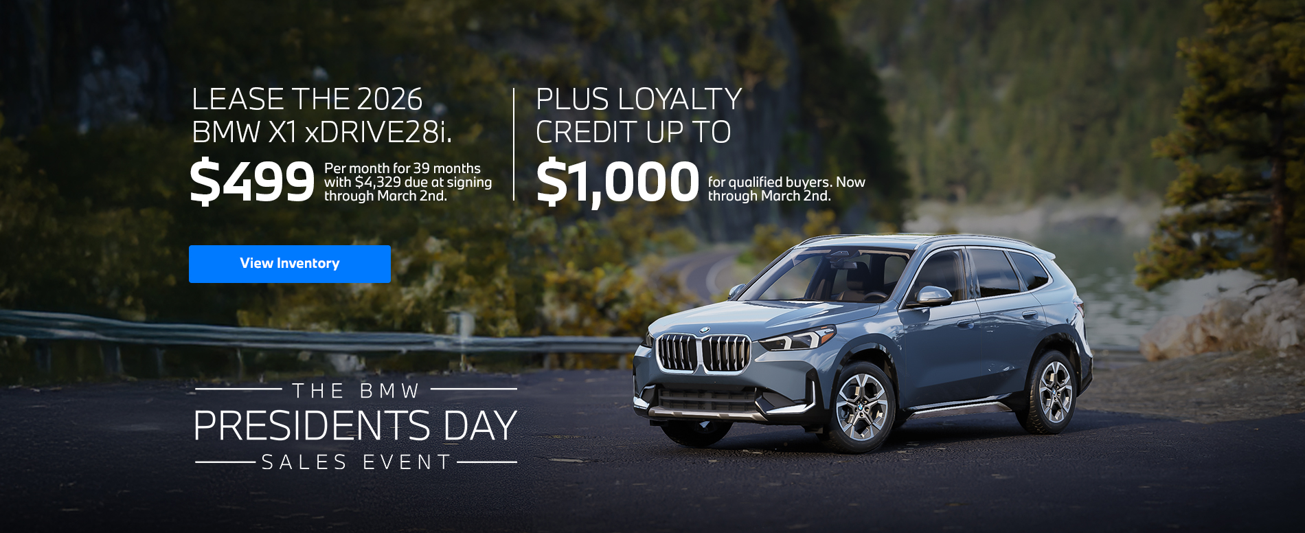 2026 X1 lease starting at $499 per month for 39 months