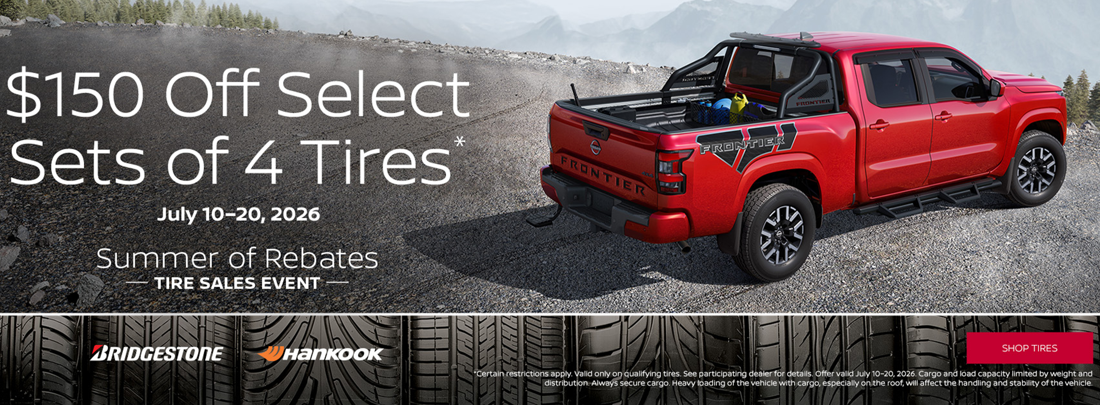 $150 off select sets of 4 tires