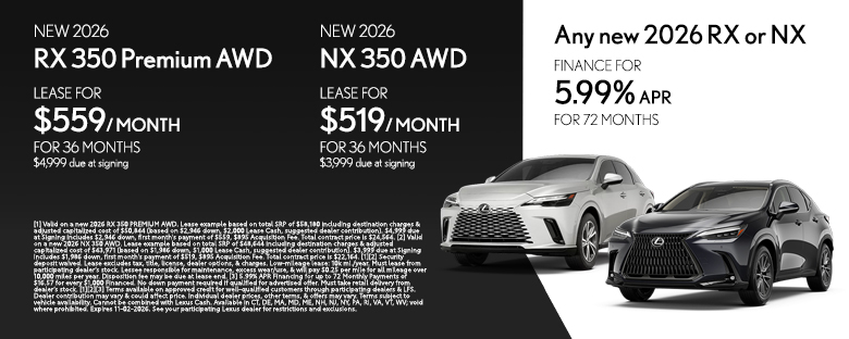 New 2026 Lexus RX 350 Premium AWD New 2026 Lexus NX 350 AWD