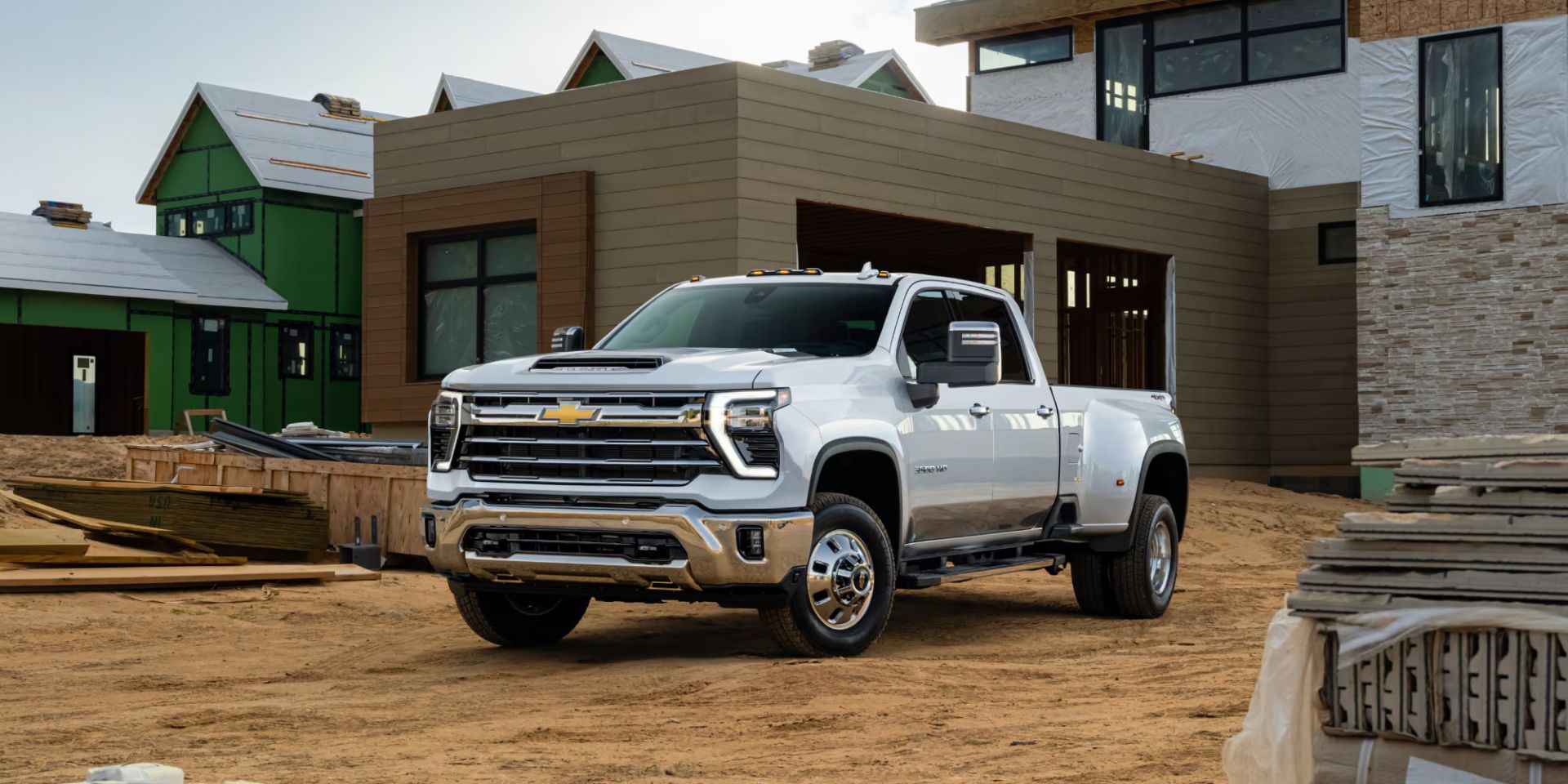 A white truck sitting parked.