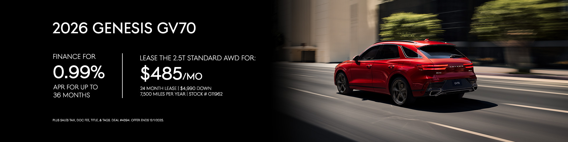 2026 Genesis GV70 Finance & Lease Offers