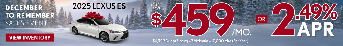 2025 Lexus ES - Lease for $459/mo* or 2.49% APR**