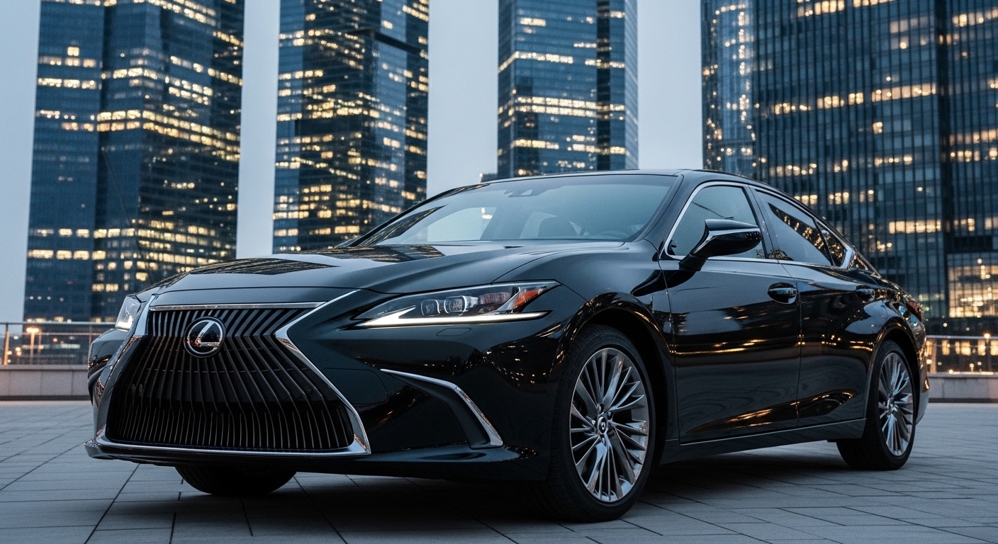 2026 Lexus ES electric model on a city rooftop