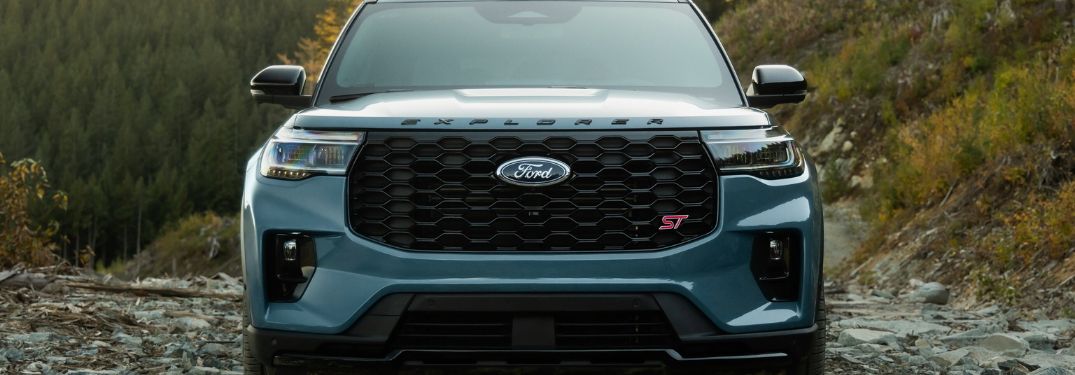 2025 Ford Explorer ST Grille on a Mountain Trail