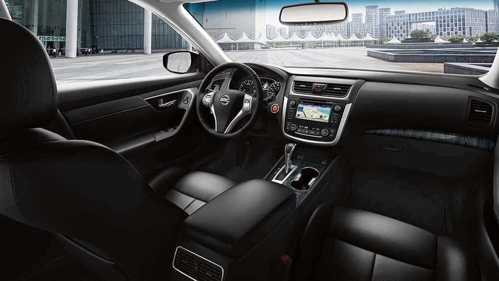 2017 Nissan Altima charcoal leather interior with dashboard and center console