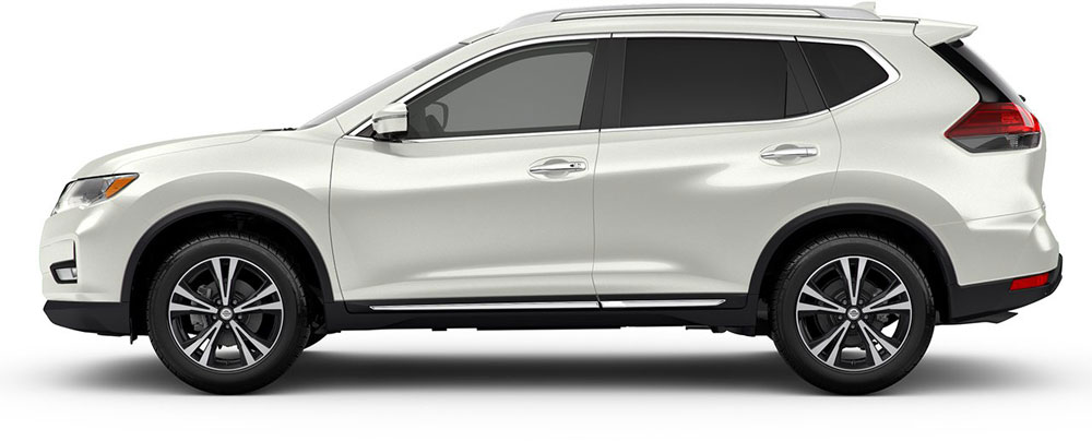 2017 Nissan Rogue in Pearl White, side profile