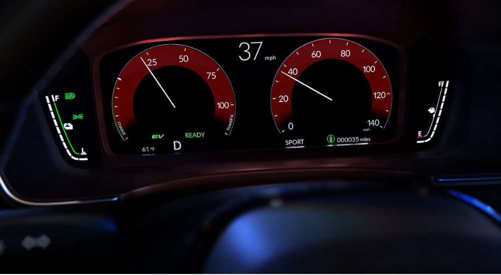 Digital gauge cluster of a 2026 Honda Civic Sedan Hybrid.